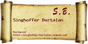 Singhoffer Bertalan névjegykártya
